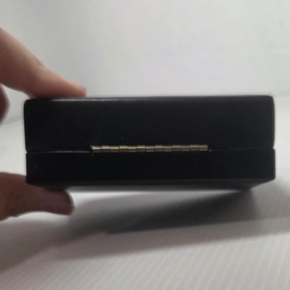 Vintage LaMode Black Onyx Crest Cufflinks Tie Clip Set Gold Tone With Case